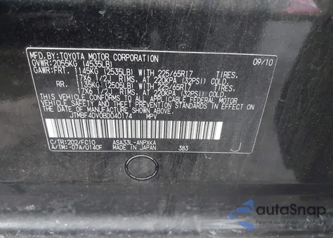 2011 Toyota Rav4 z USA, uszkodzony, nr VIN JTMBF4DV0BD040174